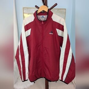 Vintage 90s Adidas Man's Windbreaker Red White Size L